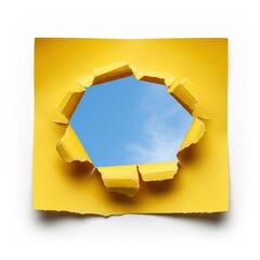 Yellow Paper Torn Open to Sky.