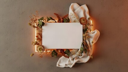 Mockup design concept with fresh bread and herbs for food branding and packaging