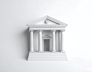 Whitewashed minimalist neoclassical building miniature