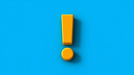 A vibrant yellow exclamation mark casts a shadow on a bright blue background