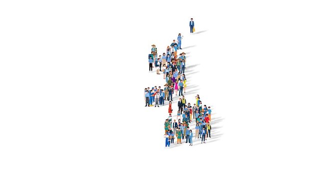United Kingdom Nation Population Diversity Country Map Shape Animation