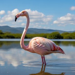 flamingo in the water