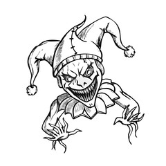 halloween jester scary illustration sketch hand draw
