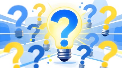 Creative Idea and Problem Solving Concept with Light Bulb and Question Marks Illustration