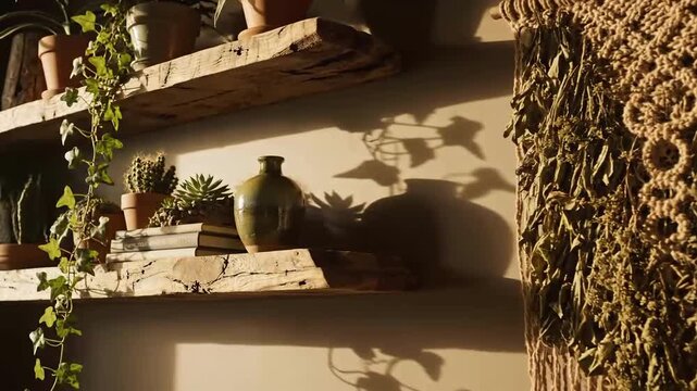 Bohemian Sanctuary Tranquil Home Interior With Natural Elements And Warm Ambient Light For Eco