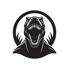 T-rex roaring Silhouette vector black color and solid white background (2).eps
