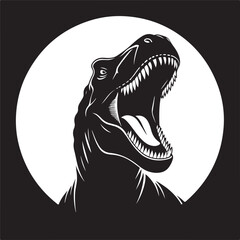 T-rex roaring Silhouette vector black color and solid white background (3).eps