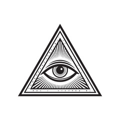 Triangle with eye silhouette set vector black color white background (1).eps
