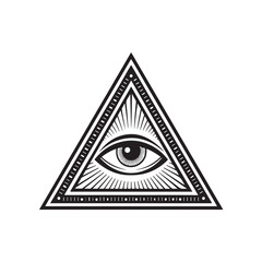 Triangle with eye silhouette set vector black color white background (3).eps