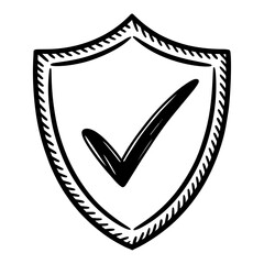 Shield with check mark representing protection, security and approval verification concept