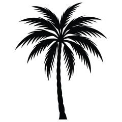 Vector silhouette of tree on white background.