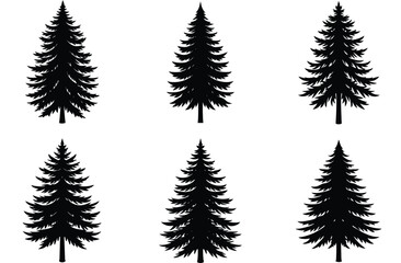 Vector silhouette of tree on white background.