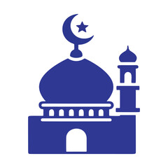Islamic Mosque Silhouette with Crescent Moon and Star Icon