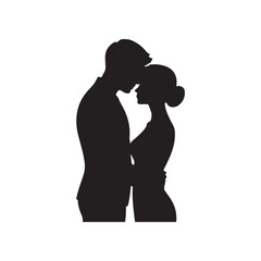 Couple silhouette black color design, solid white background (3).eps