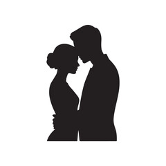 Couple silhouette black color design, solid white background (4).eps