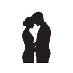 Couple silhouette black color design, solid white background (5).eps
