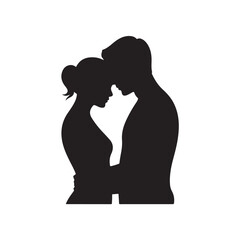 Couple silhouette black color design, solid white background (6).eps