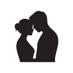 Couple silhouette black color design, solid white background (7).eps