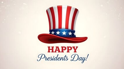 Patriotic presidents day graphic with uncle sam hat