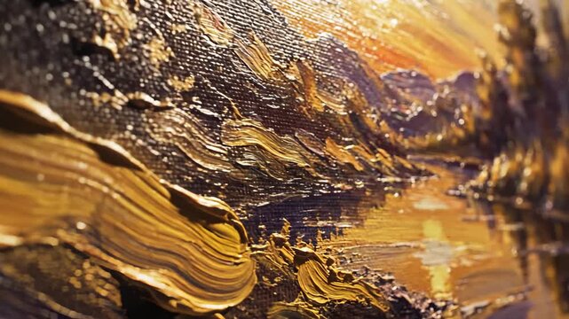 Close Up of Oil Painting With Visible Brush Strokes and Impressionistic Style