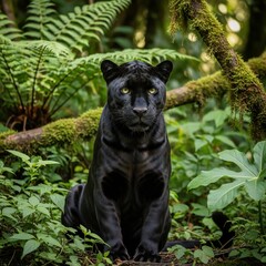 black  panther in the jungle