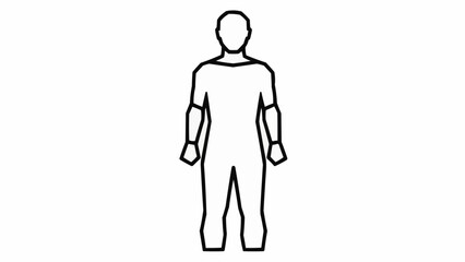 Simple Outline Human Figure Standing Front View.