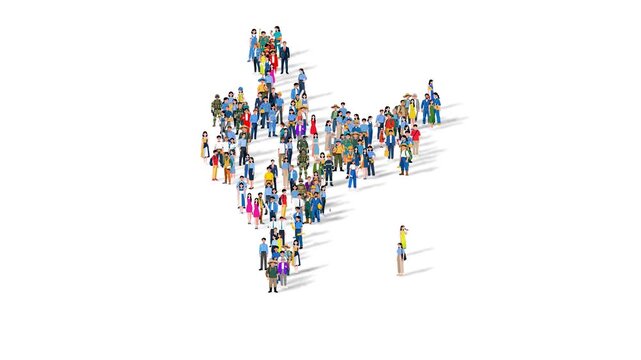 India Nation Population Diversity Country Map Shape Animation