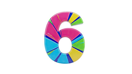Fototapeta premium Number 6 with Colorful Slices