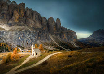 A little white house in Dolomites