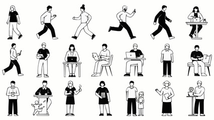 Collection of Diverse People Engaged in Various Activities and Professions.