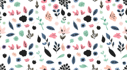  illustration featuring a spring element pattern with a flat design style, incorporating a vibrant color palette with pastel hues of soft pink, baby blue with png Transparent 