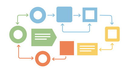 Flowchart illustrating a process with various shapes and connections