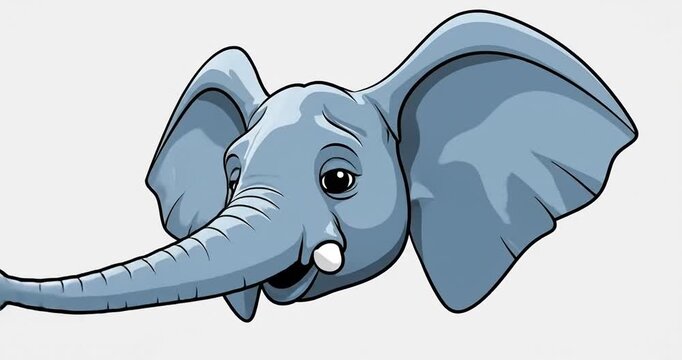 Playful cartoon elephant character with big ears and a cheerful expression on a light background