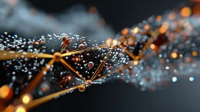 Connected: A mesmerizing abstract composition showcases a network of interconnected nodes and glowing particles against a subtle gradient background.