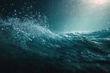 Powerful ocean waves, dramatic lighting