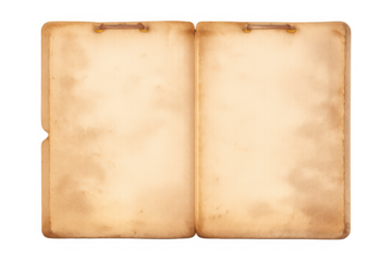 Open blank vintage notebook creating a textured background with aged empty pages for copy space