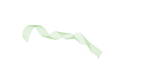 A fresh green leaf and a natural wavy ribbon are isolated on a white background in a macro closeup featuring organic plant shapes and light spring color patterns