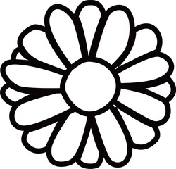 花の線画アイコンイラスト素材　デイジーやカモミールなどシンプルでかわいいイメージ画像　透明背景