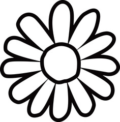 花の線画アイコンイラスト素材　デイジーやカモミールなどシンプルでかわいいイメージ画像　透明背景
