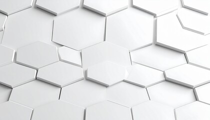 3D Hexagonal Tile Pattern in White and Beige with Protruding and Recessed Geometry