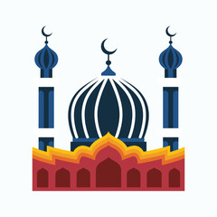 Mosque architecture with domes and minarets islamic vector illustration isolated on white background.