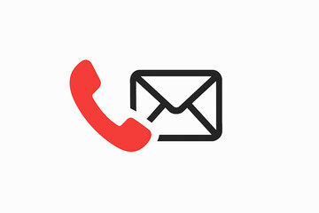 Vector  of mail envelope and handset. Symbol of about us