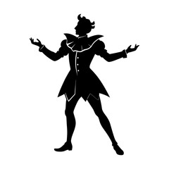 Minimalist Dramatic Vampire Silhouette in Dynamic Pose for Gothic Halloween Theme