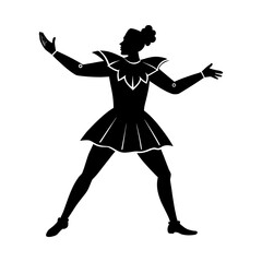Minimalist Silhouette of an Energetic Dancer in Carnival Style Costume Artwork