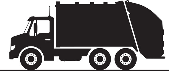 Garbage truck icon silhouette vector black on a white background