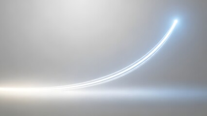Elegant glowing light streak rising upward on minimalist grey background