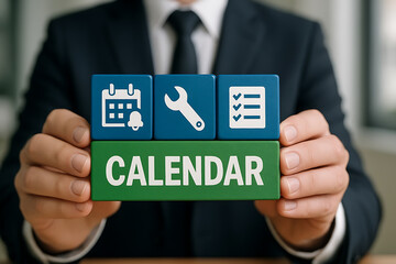 CALENDAR. Business planning, scheduling, time management, organization concept. Organizing work tasks, daily events new