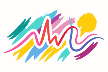 Obraz premium Hand-drawn watercolor-style marker line set. pop