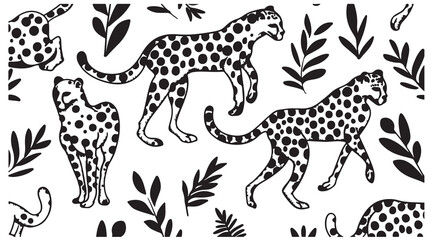 leopard illustration pattern, cheetah animal artwork, wild cat spots design, safari animal illustration, hand drawn leopard art, exotic wildlife pattern, jungle animal background, orange leopard desig © dhruvik