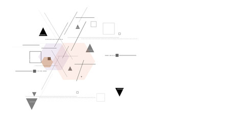 Obraz premium Abstract geometric vector design featuring black triangles with dots and line. Futuristic science and technology wallpaper